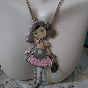 Alloy enamel doll charm necklace