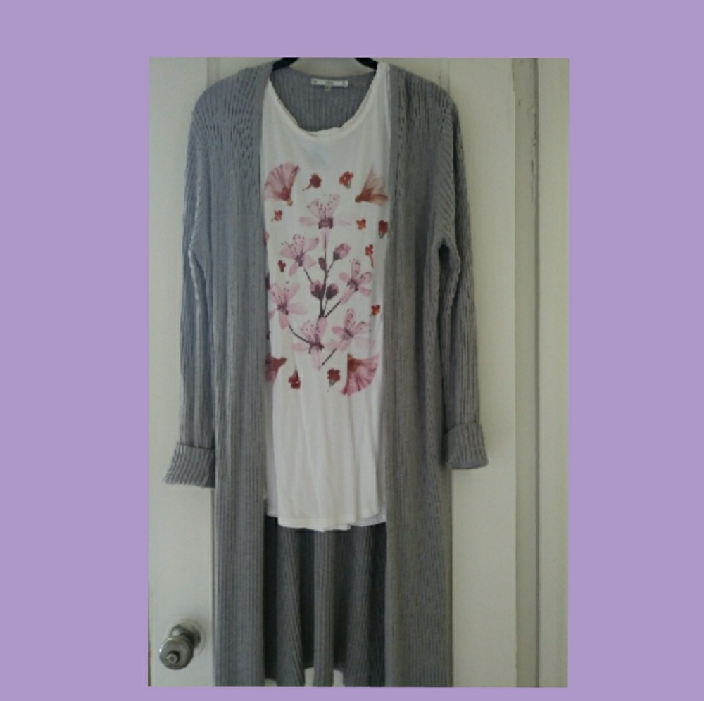 Sioni heather gray ribbed cardigan