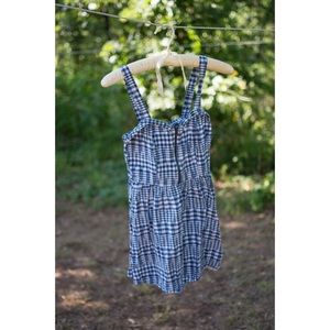 Blue and White Check Dress with Zipper