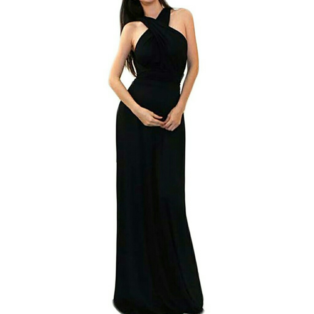Transformer Black Maxi Dress Infinity Bridesmaid - Picture 2 of 4