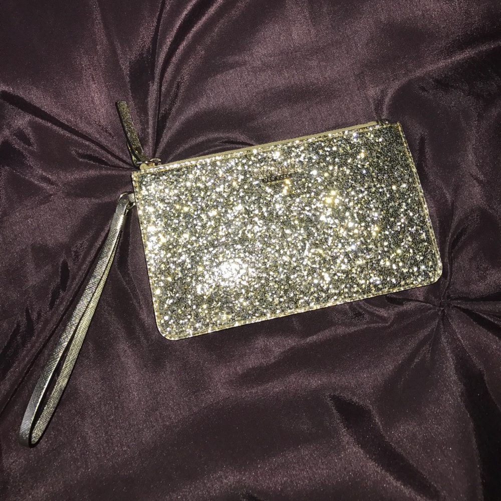 kate spade gold sparkle wristlet