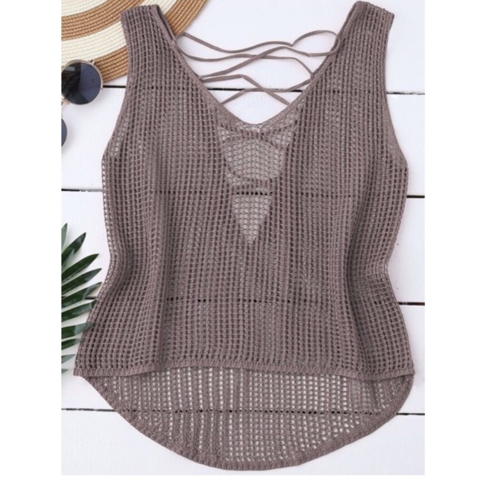 Zaful High Low Lace up Crochet Top