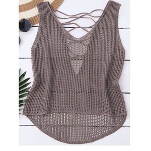 Zaful High Low Lace up Crochet Top