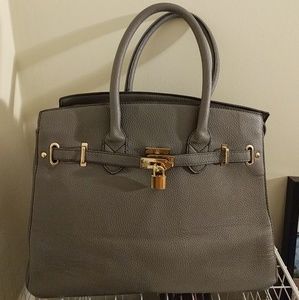 Gray Italian leather handbag | satchel | crossbody