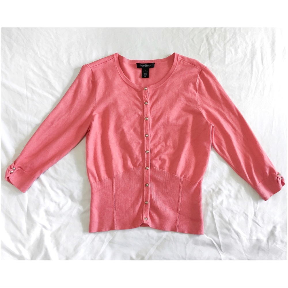 Pink Crew Neck Cardigan