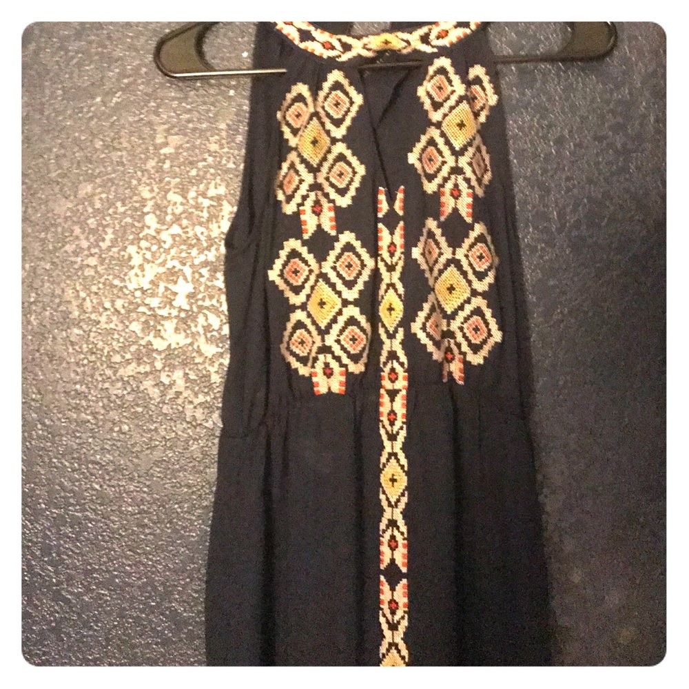 Navy Aztec long dress