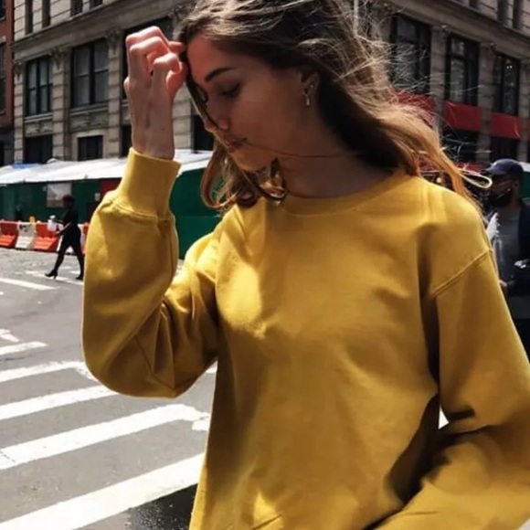 Brandy Melville Sweaters - Brandy Melville yellow Mustard Erica crewneck