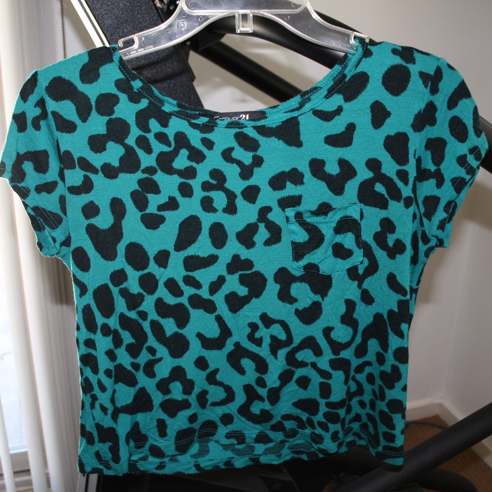 Forever 21 Teal Leopard Shirt