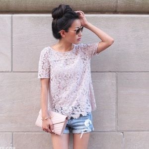 Ann Taylor LOFT Lilac Lace Shell, Size XS