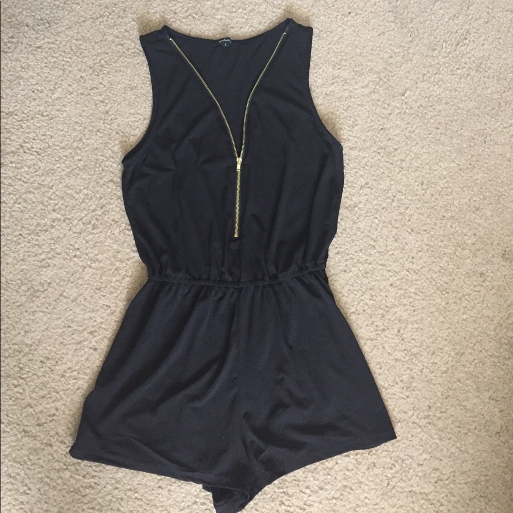 Black zip up romper