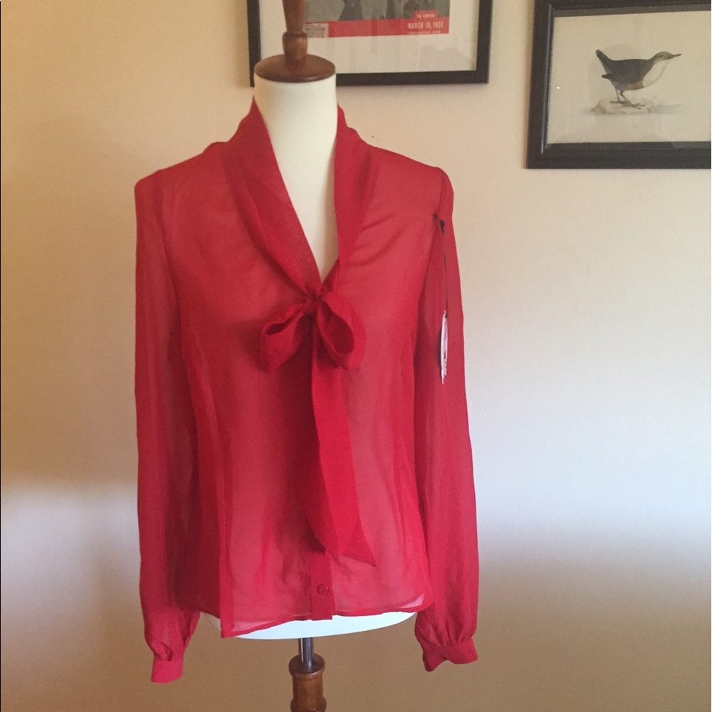 NWT Vintage Chiffon Pussy Bow Blouse by Hell Bunny