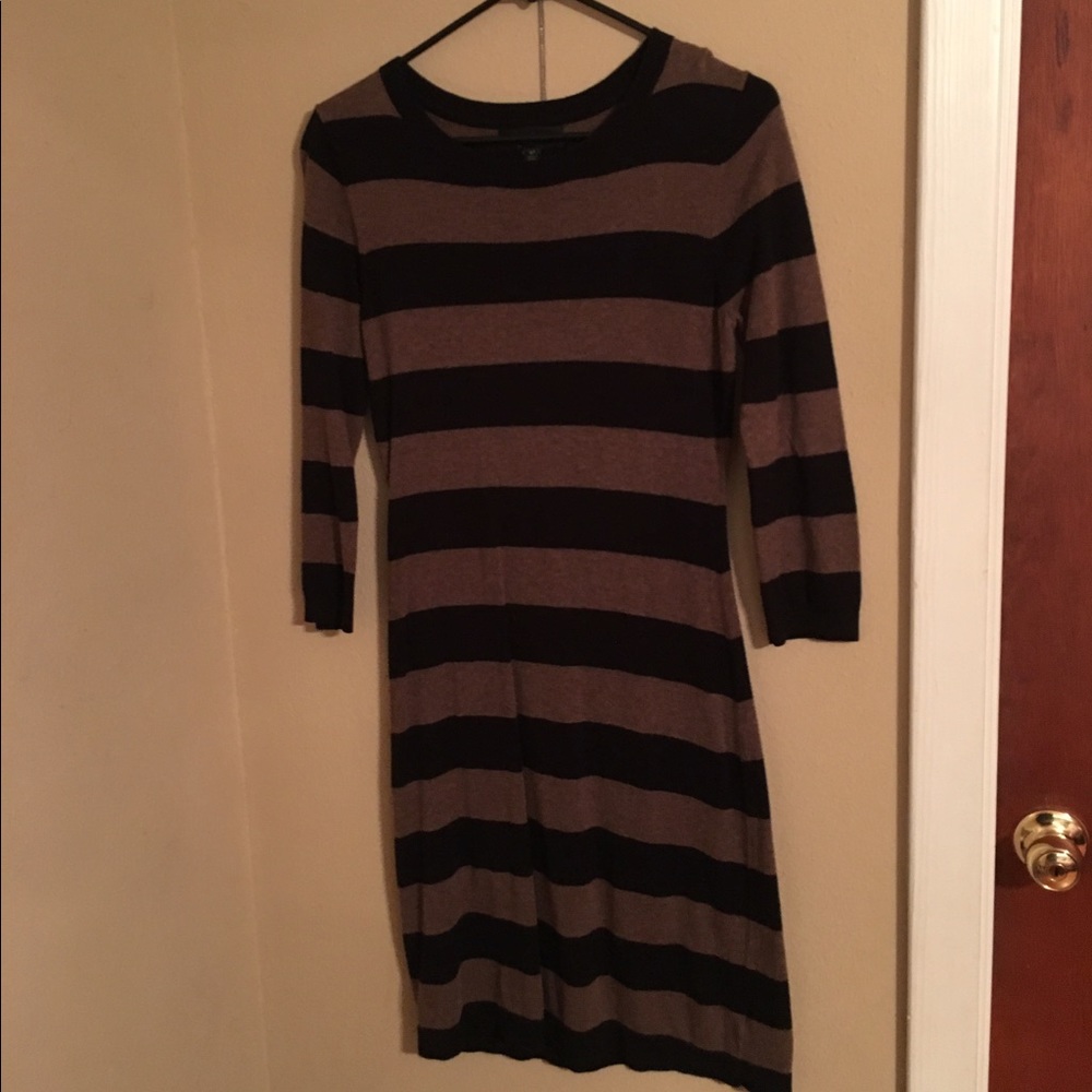 Black and Brown Striped Sweater Dress 👗