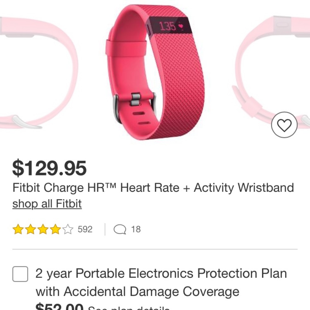 Fit Bit charge HR large pink band