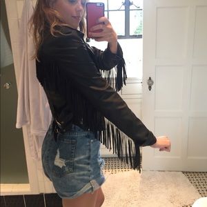 Black fringe leather jacket