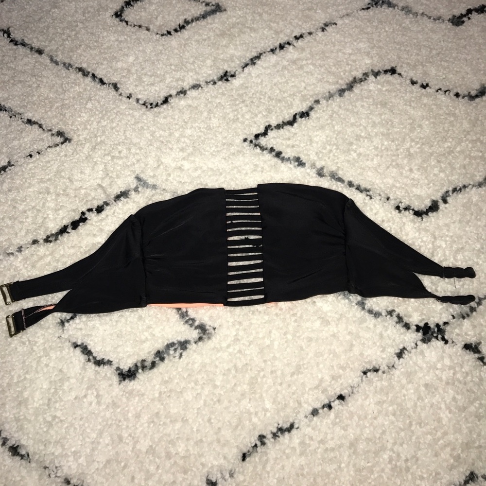 Strapless cutout black bikini top