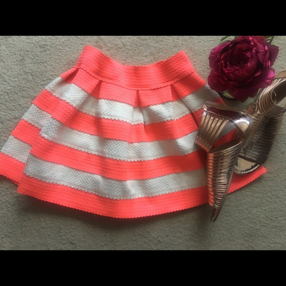Neon orange and cream skirt