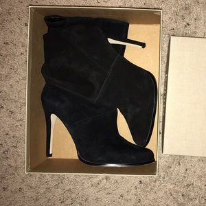 BCBGeneration Black Suede Bootie Heels