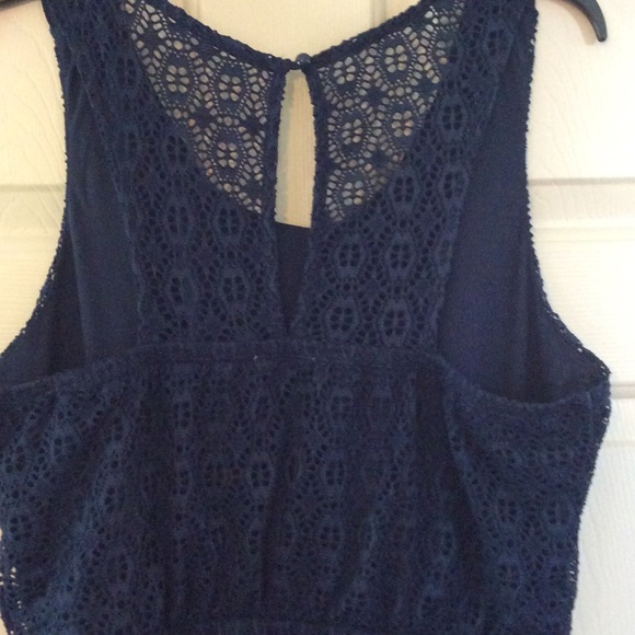 Navy high-low eyelet dress with beaded front - Picture 4 of 6