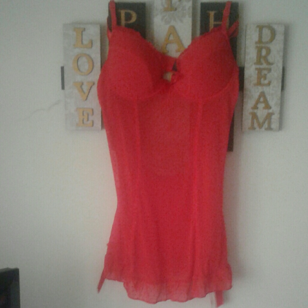 Worn Once Adjustable Strap Red Teddy/Cut Out Back