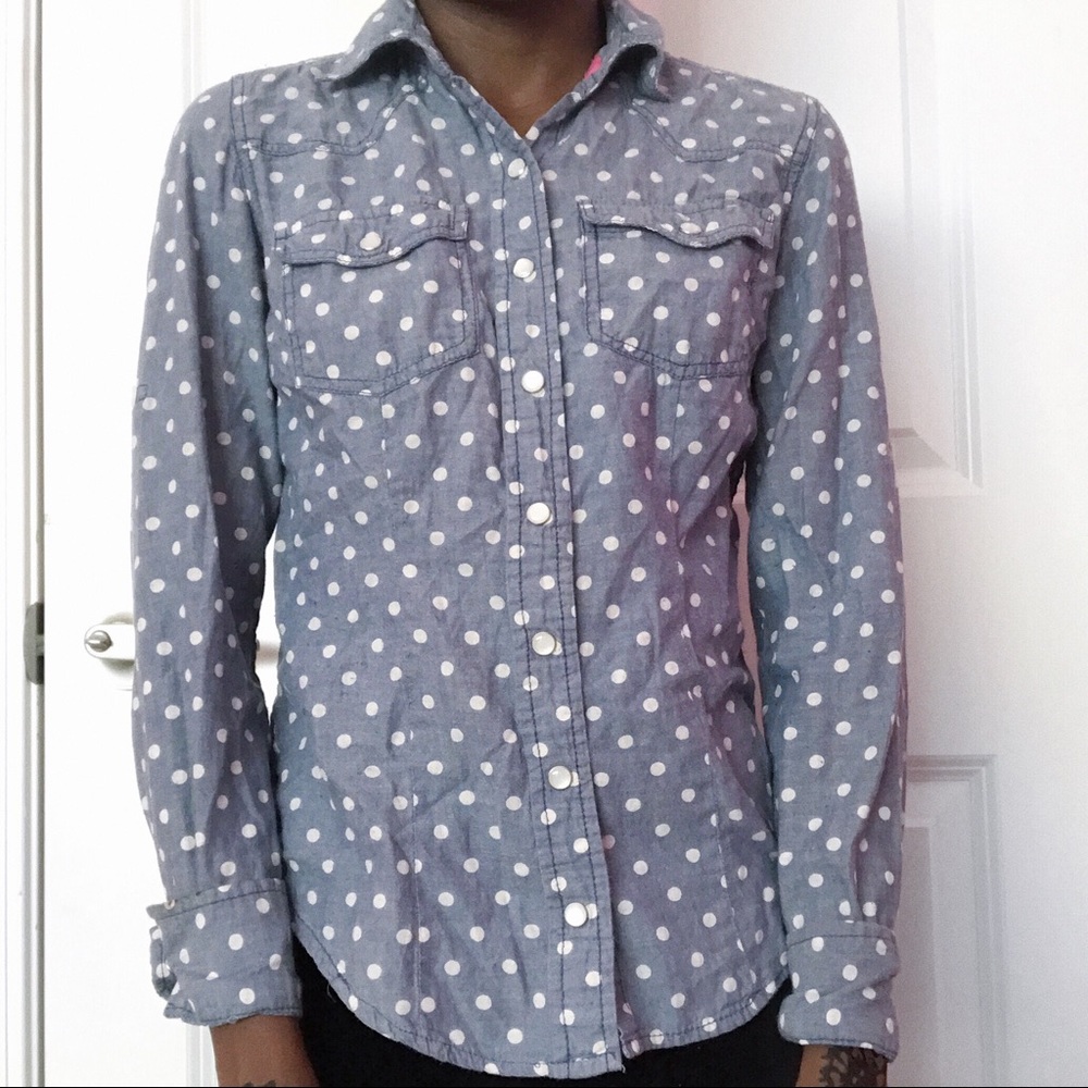 Blue polka dot flannel
