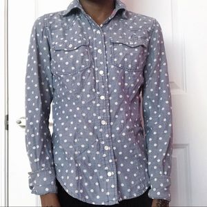 Blue polka dot flannel