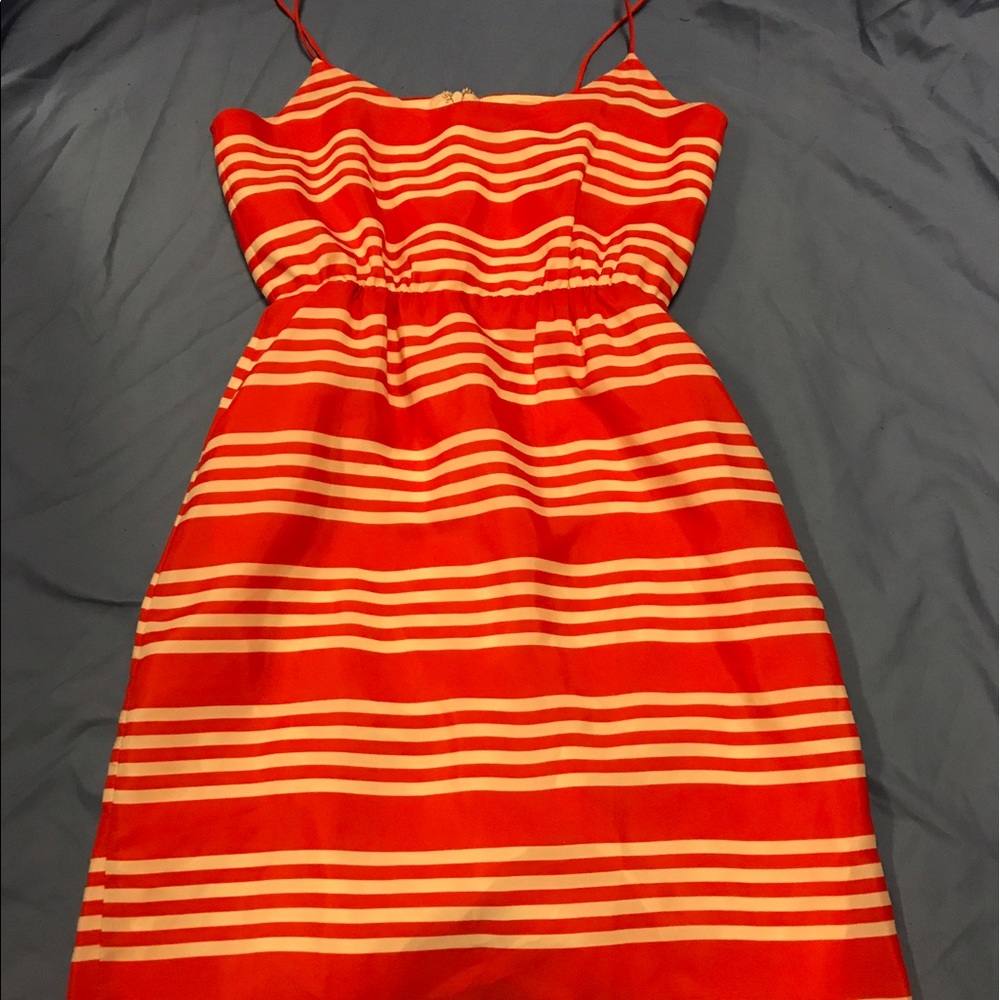 J. Crew Orange Striped Dress Size 2