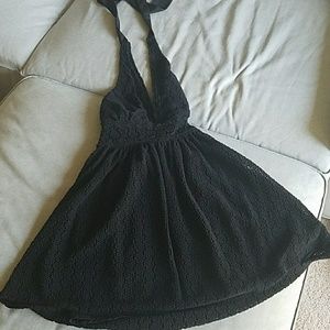 Halter top black lace dress from Free People