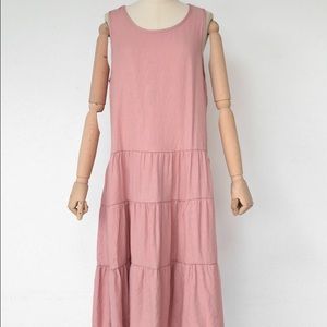 Round neck cotton midi dress. Casual, chic, boho.