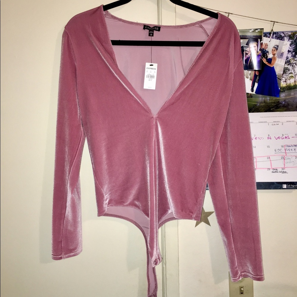 Express deep v-neck velvet body suit