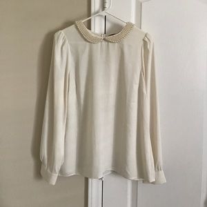 Loft Blouse with pearl collar