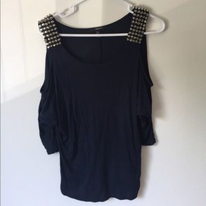 Forever 21 studded shoulder dark navy blue shirt