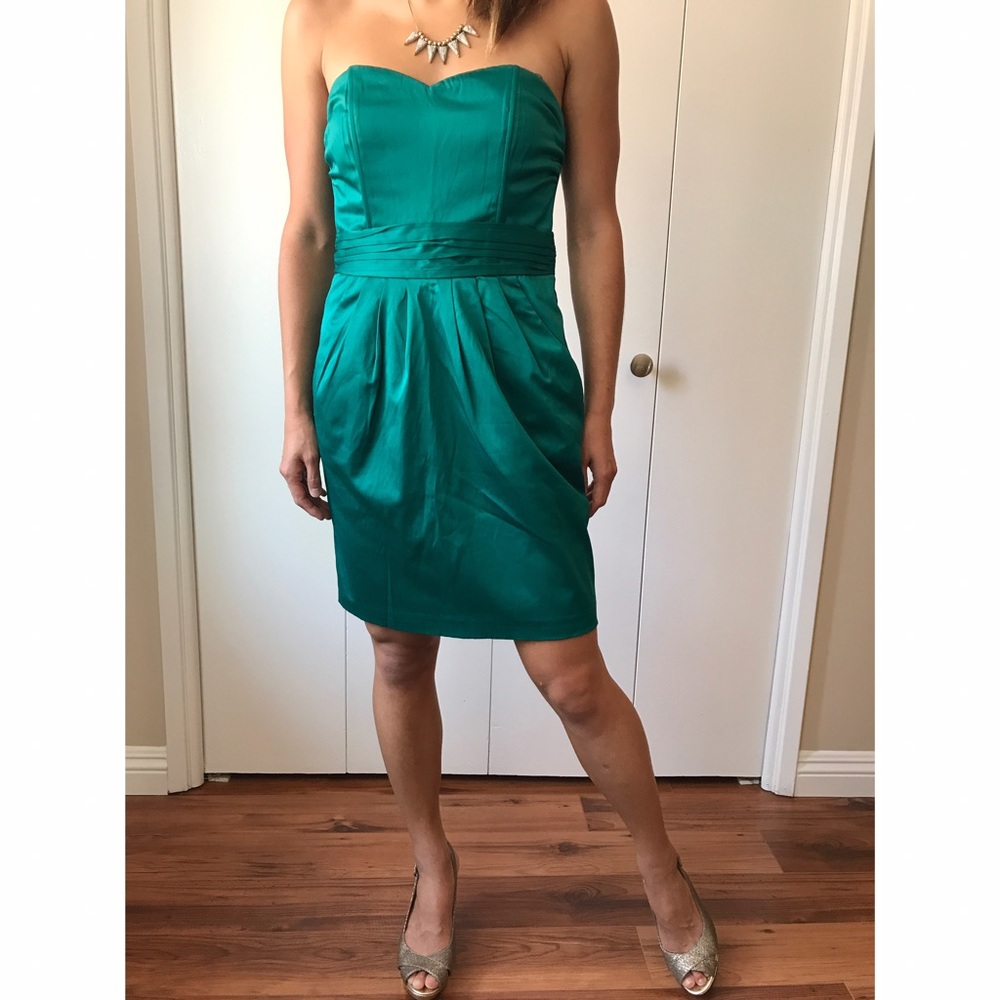 Emerald satin H&M party dress