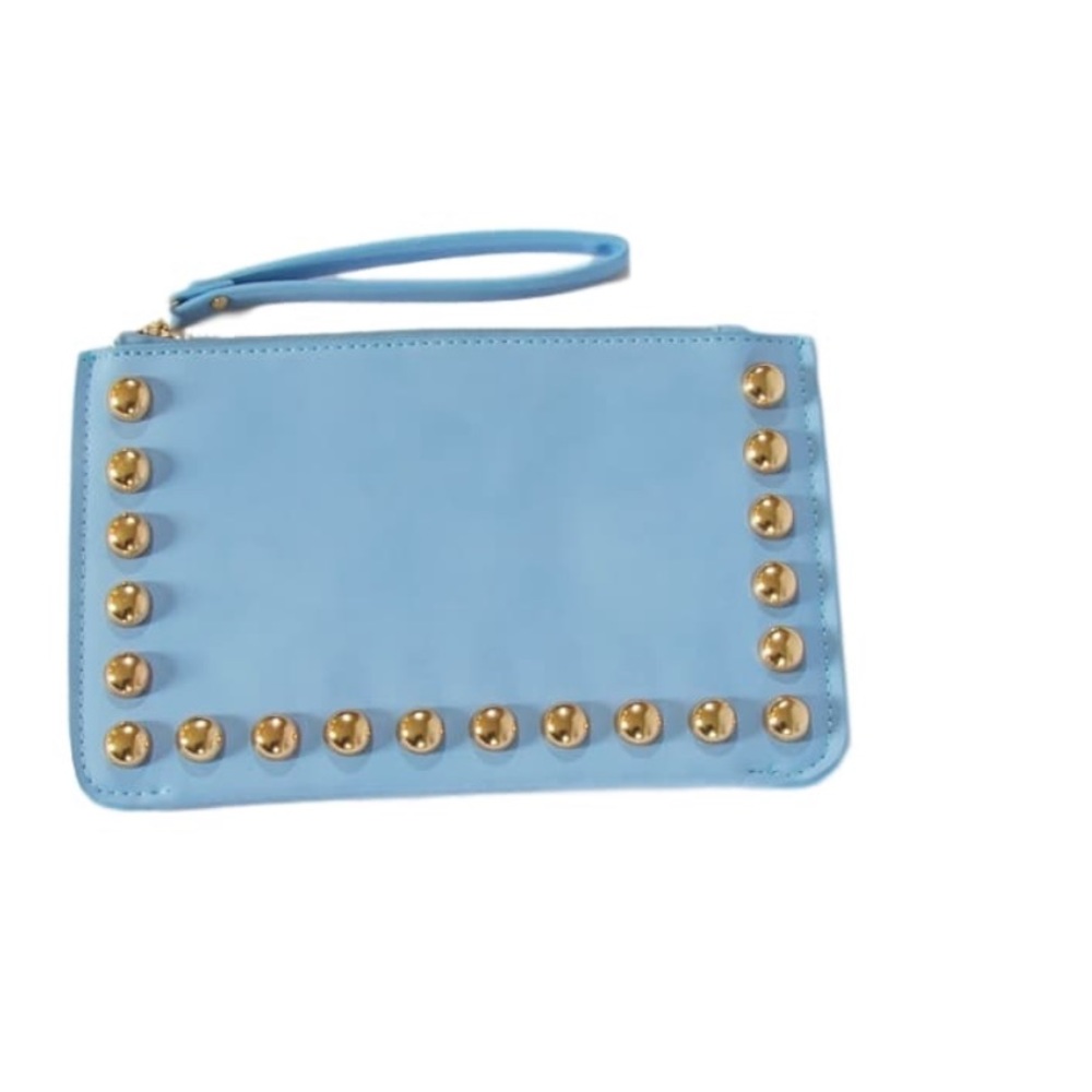 Studded Faux Leather Clutch