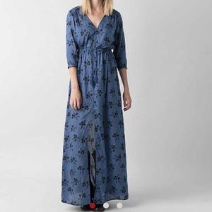 NWT Amuse Society Blue Floral Maxi Dress S