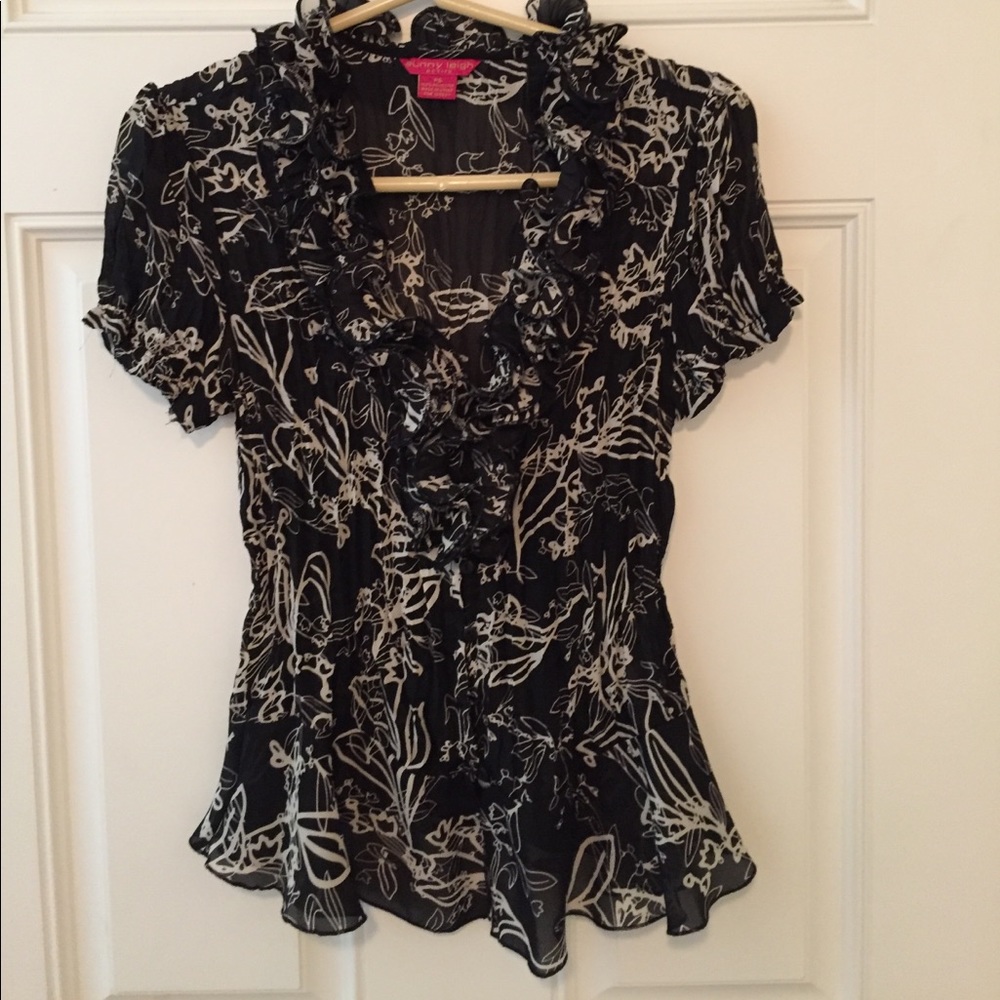 Black & White Ruffled Blouse