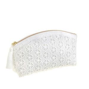 J Crew White Eyelet Pouch