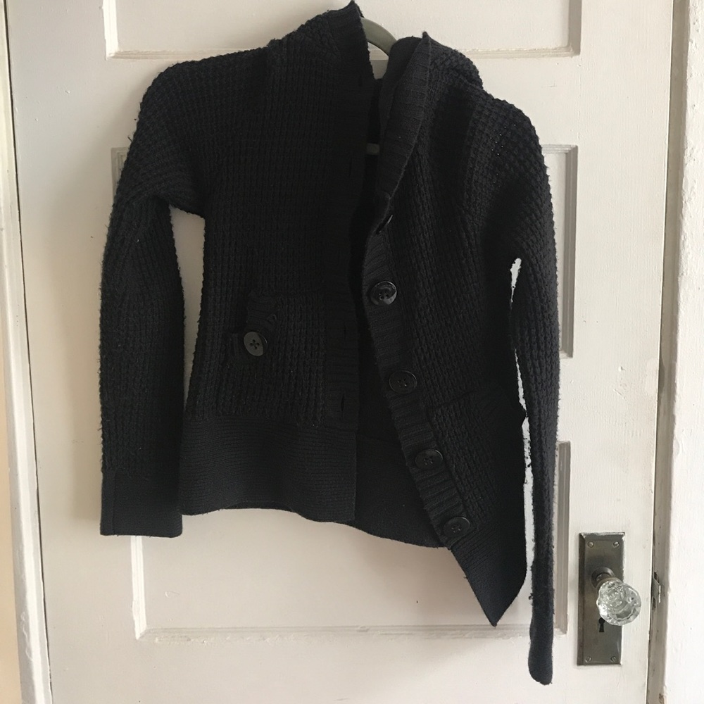 Black hooded sweater