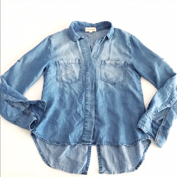 anthropologie Cloth and Stone Chambray Top - Picture 3 of 5