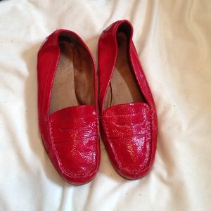 Red loafers/patent leather moccasins