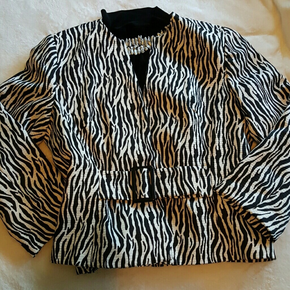 Black & white zebra print jacket