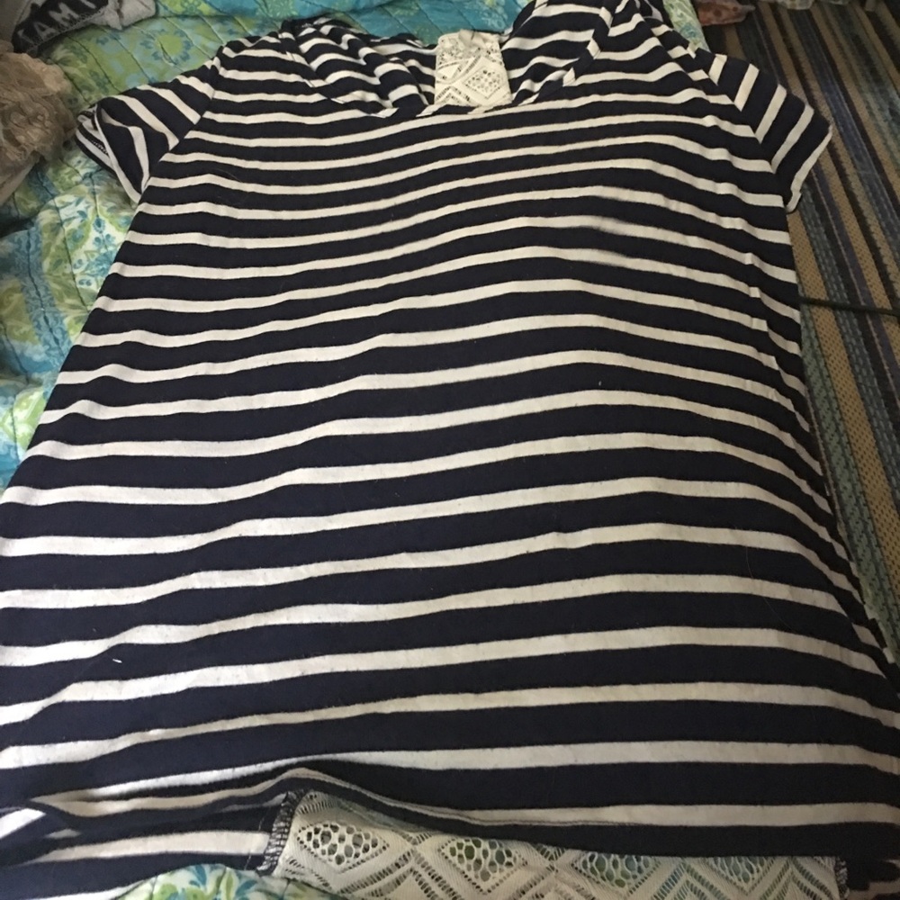 Stripe and lace shirt