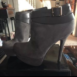 Grey booties with a heel