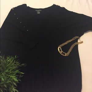 Black short sleeve embellished sweater