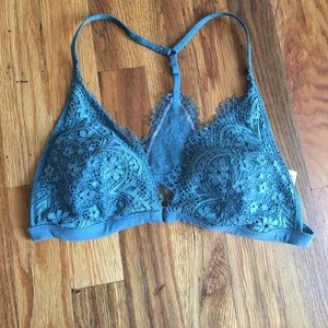Teal M VS Front clasp racerback lace bralette