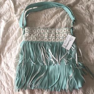 Teal fringe purse 💙