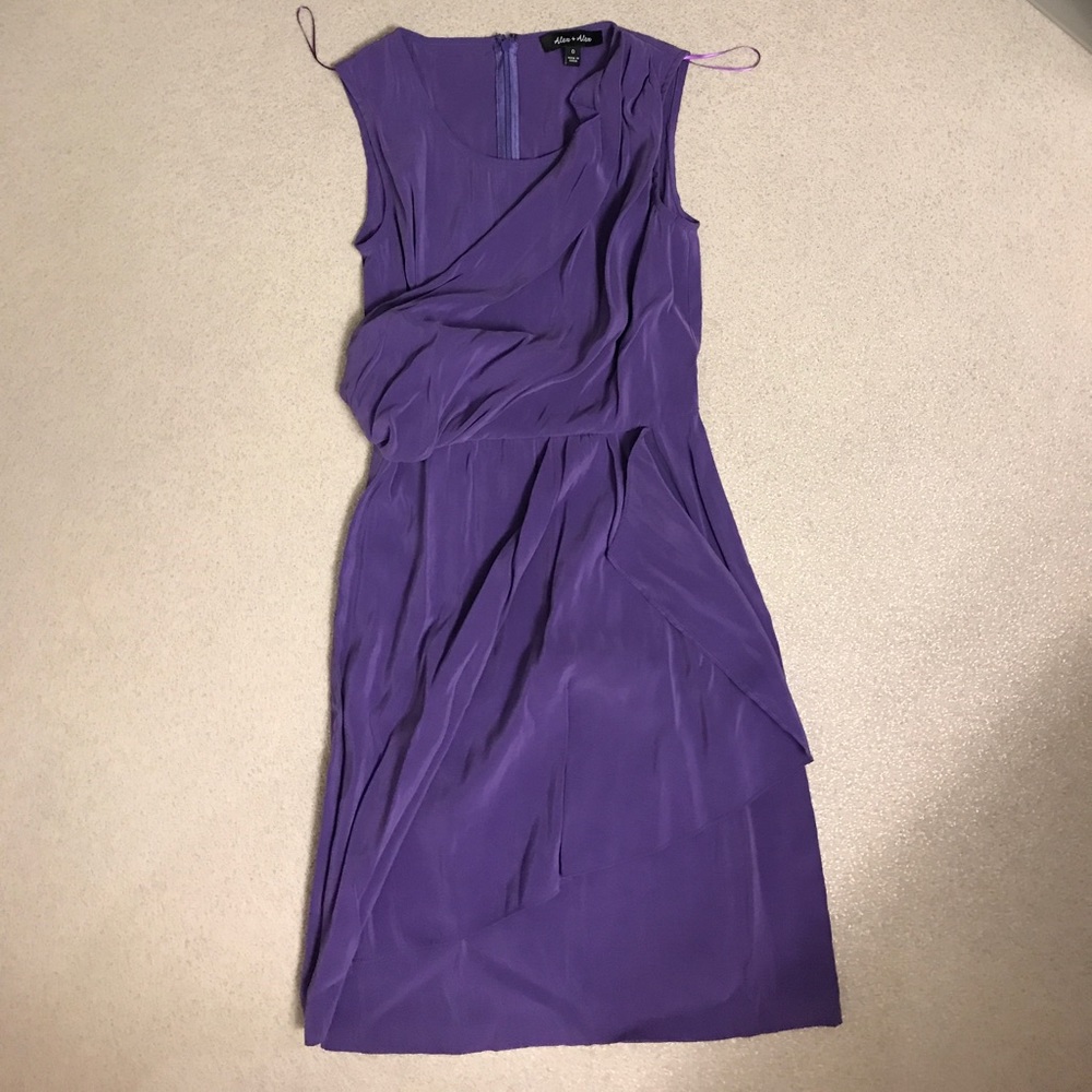 Purple asymmetric ruffle dress