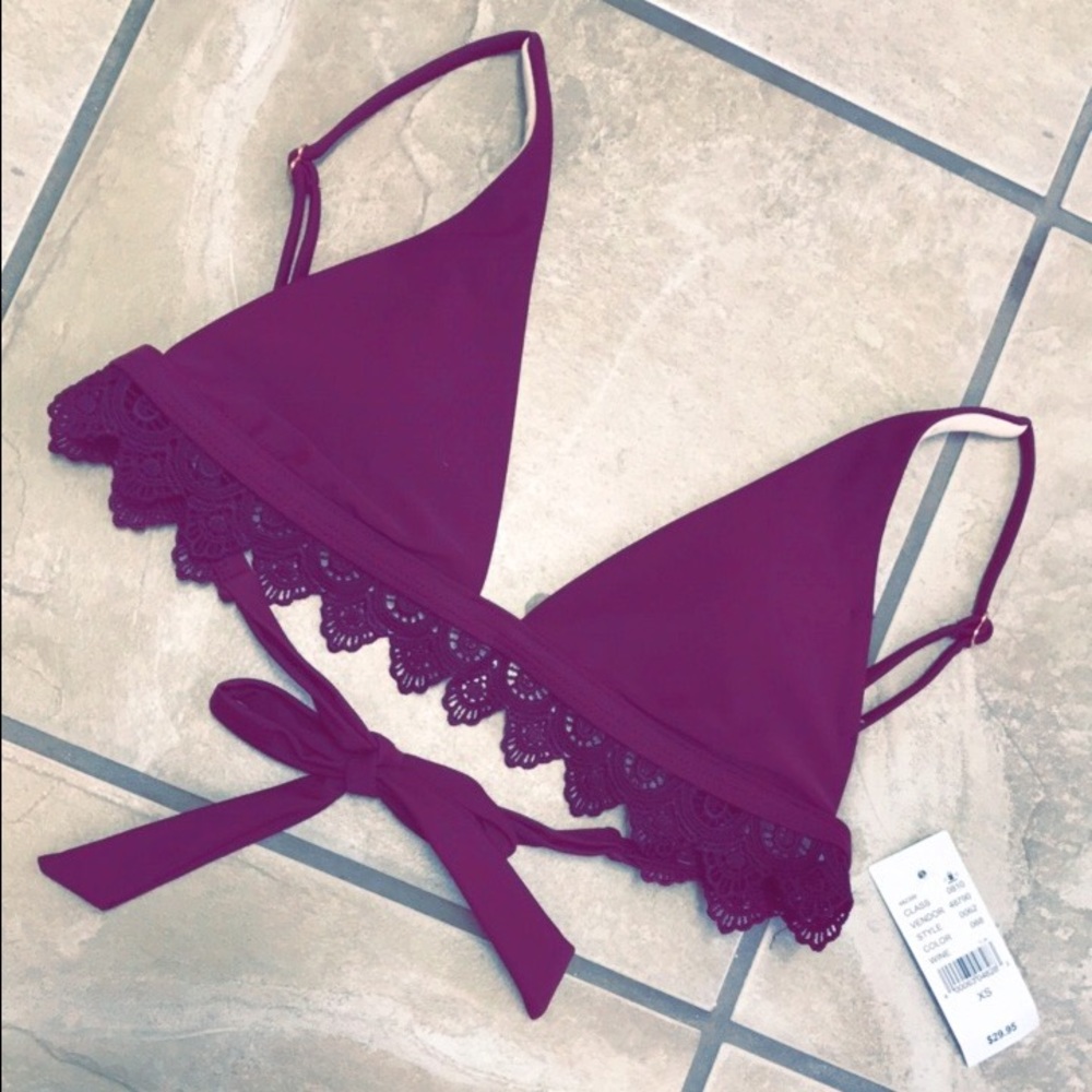 Kendall and Kylie Burgundy lace bikini top padded