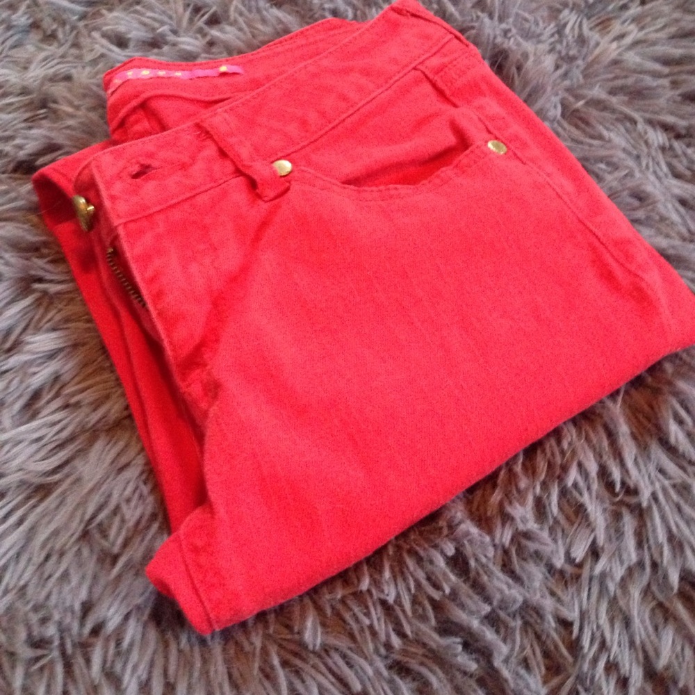 Red skinny jeans size 2
