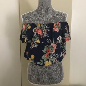 Floral off shoulder crop top