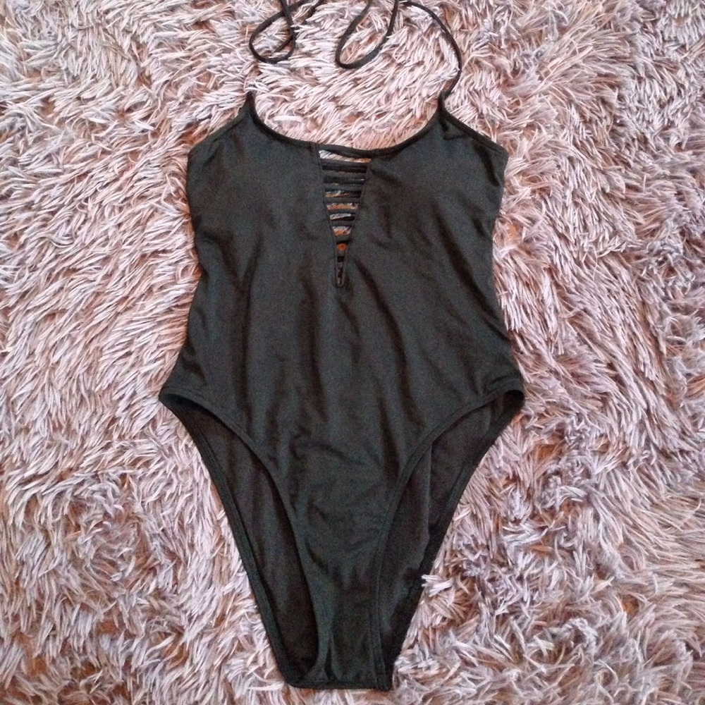 Strappy black swimsuit